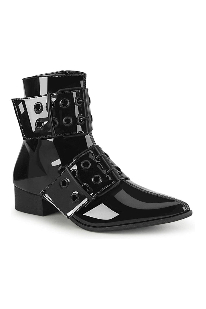 WARLOCK-55 Black Patent Ankle Boot-Ankle Boots-Demonia-Black-10-Patent-SEXYSHOES.COM