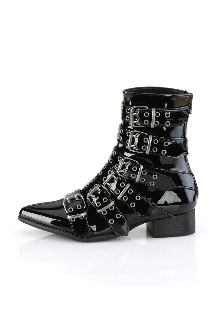 WARLOCK-70 Black Patent Knee Boot-Knee Boots-Demonia-SEXYSHOES.COM