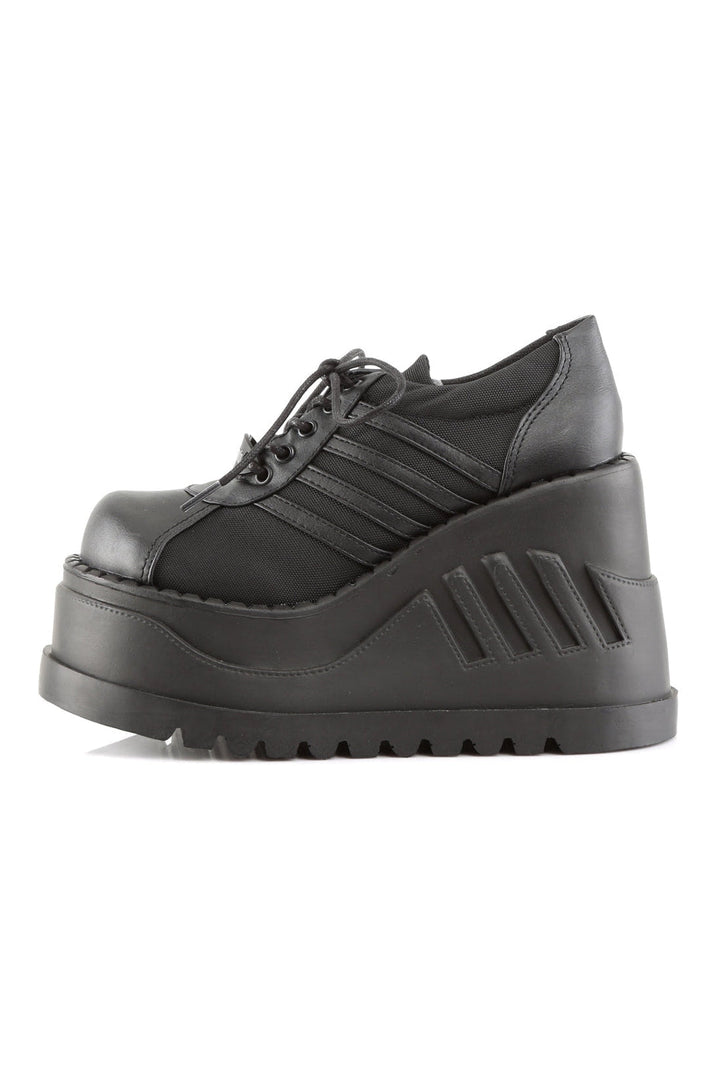 STOMP-08 Black Vegan Leather Cyber Shoe