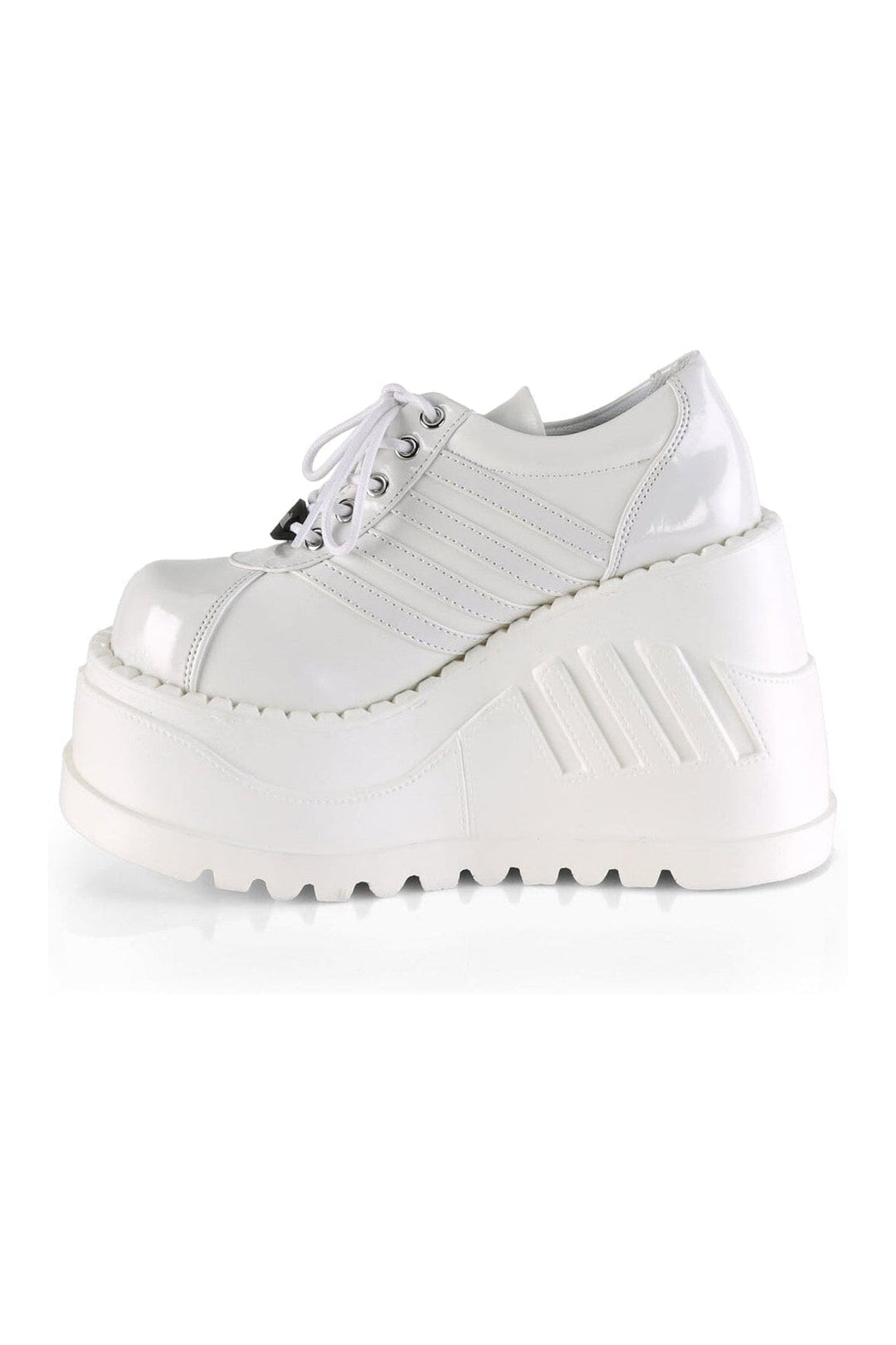 STOMP-08 White Vegan Leather Cyber Shoe-Cyber Shoes-SEXYSHOES.COM