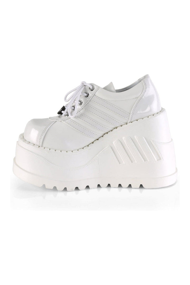 STOMP-08 White Vegan Leather Cyber Shoe