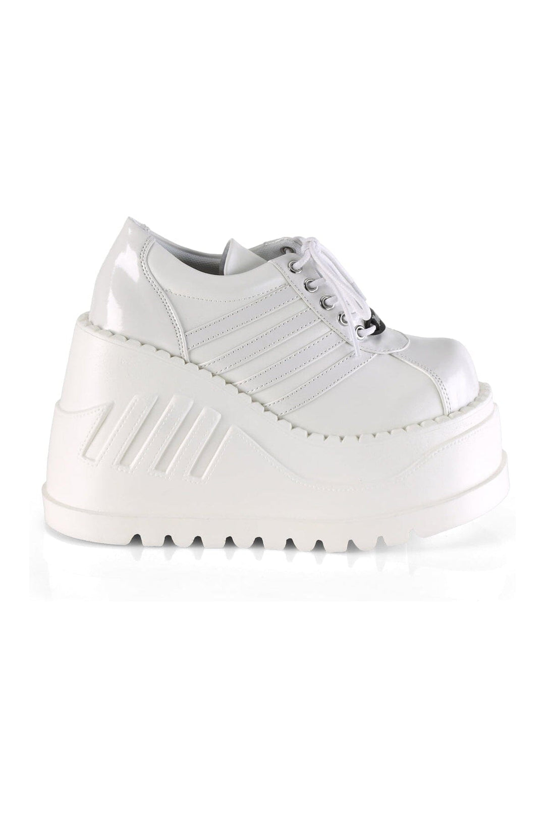 STOMP-08 White Vegan Leather Cyber Shoe