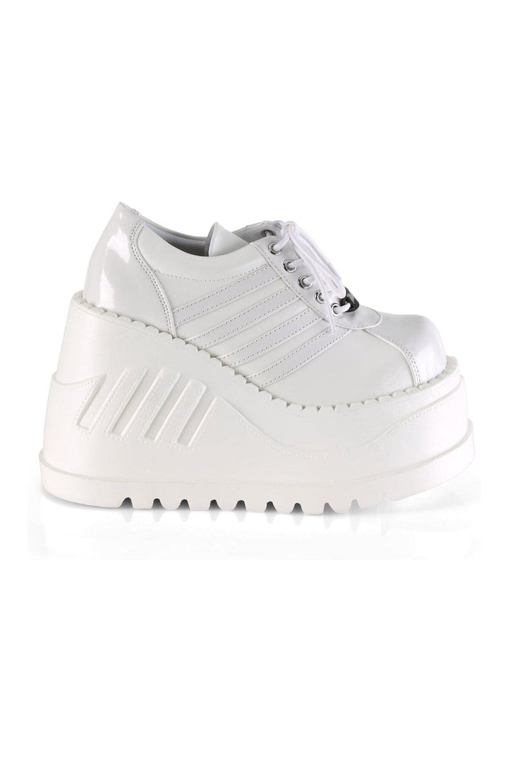 STOMP-08 White Vegan Leather Cyber Shoe