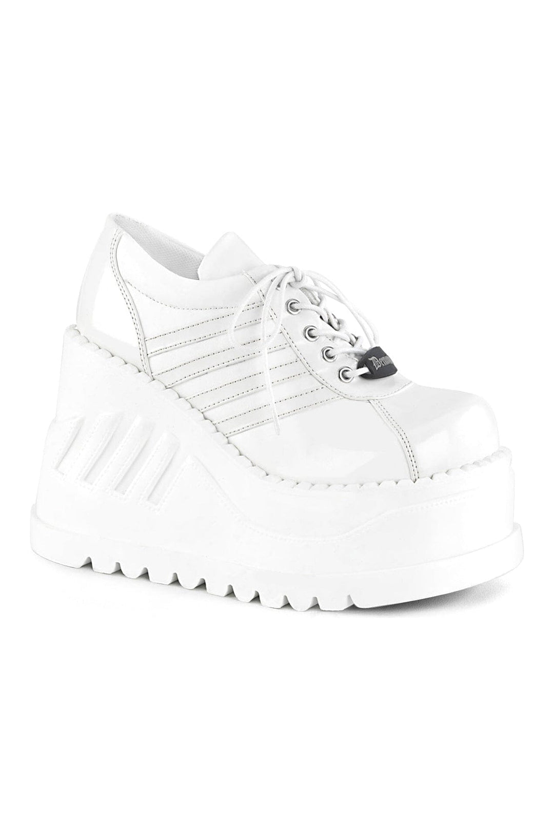 Demonia STOMP-08 White Vegan Leather Cyber Shoe in White Vegan Leather from SexyShoes.com