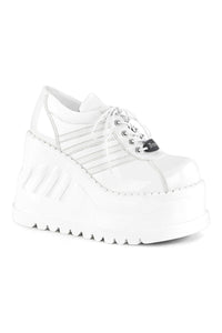 Demonia STOMP-08 White Vegan Leather Cyber Shoe in White Vegan Leather from SexyShoes.com