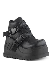 Demonia STOMP-15 Black Vegan Leather Cyber Shoe in Black Vegan Leather from SexyShoes.com