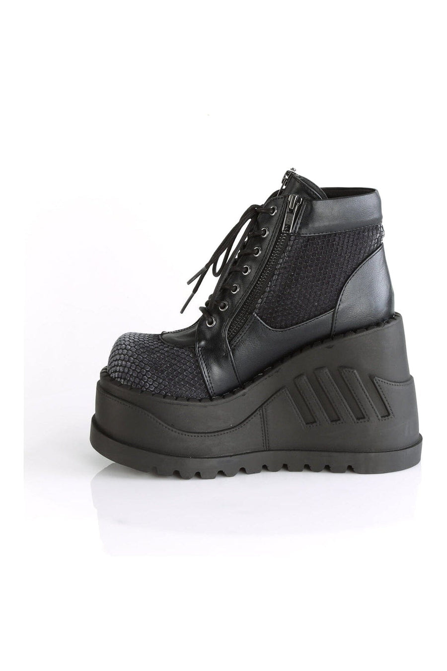 STOMP-18 Black Vegan Leather Cyber Shoe-Cyber Shoes-SEXYSHOES.COM