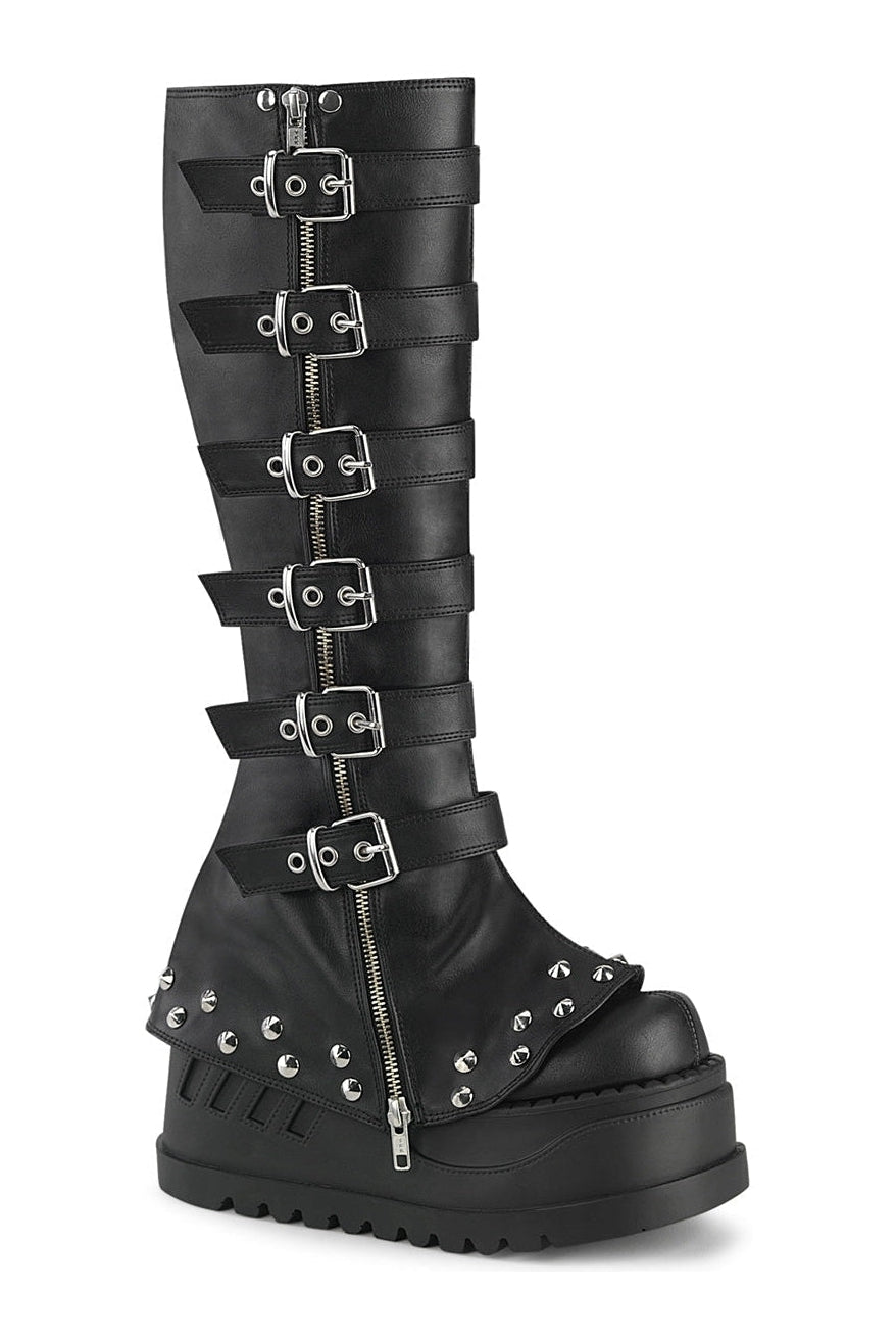 STOMP-223 Black Vegan Leather Knee Boot
