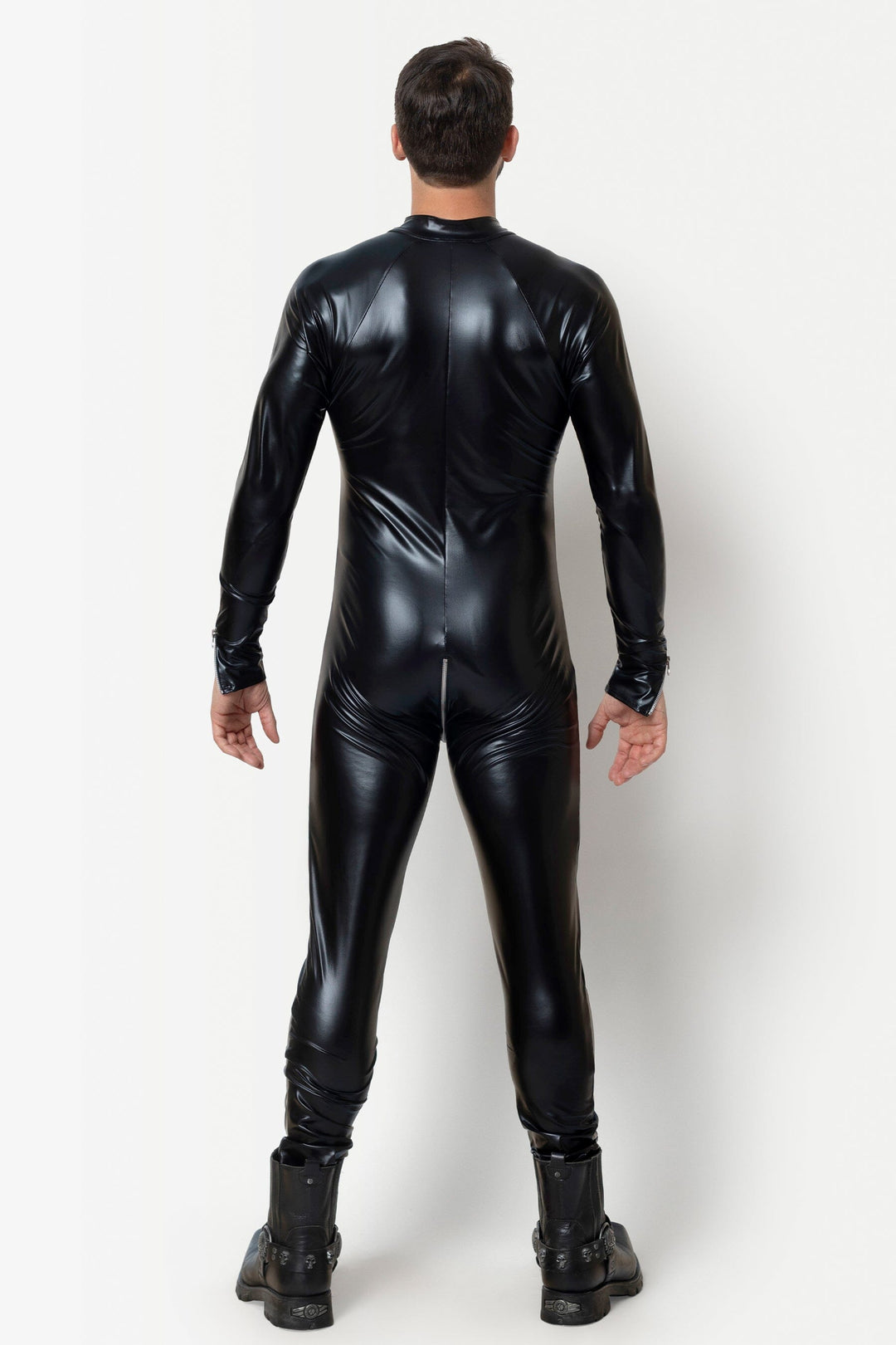 L'HOMME SWEETY Wetlook Catsuit in Black 