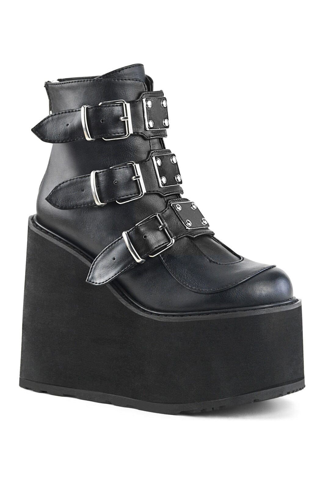 Demonia SWING-105 Black Vegan Leather Ankle Boot in Black Vegan Leather from SexyShoes.com