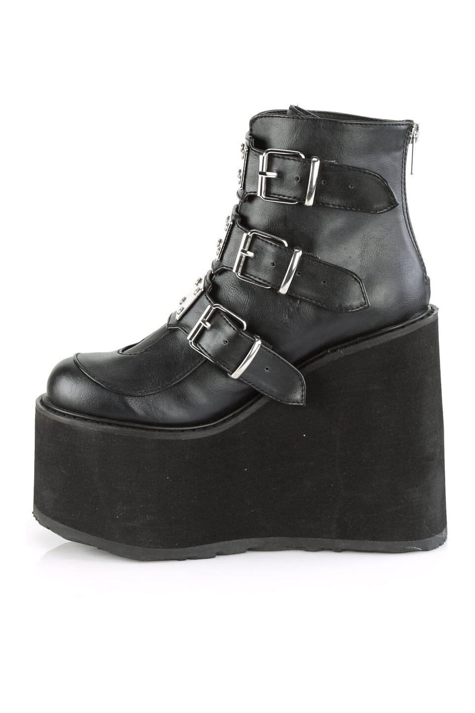 SWING-105 Black Vegan Leather Ankle Boot