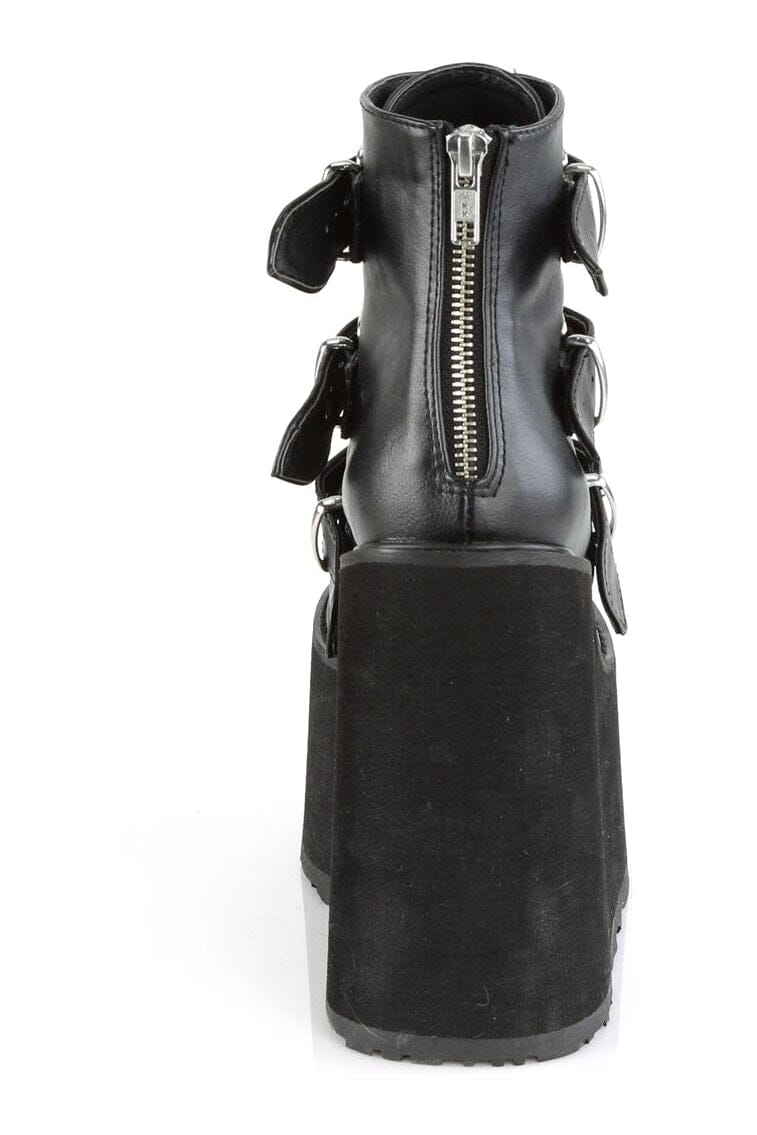 Demonia SWING-105 Black Vegan Leather Ankle Boot in Black Vegan Leather