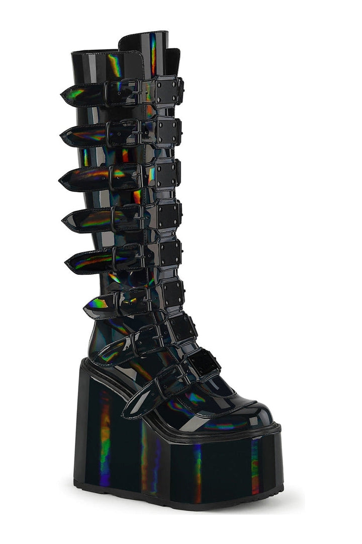 SWING-815 Black Hologram Knee Boot