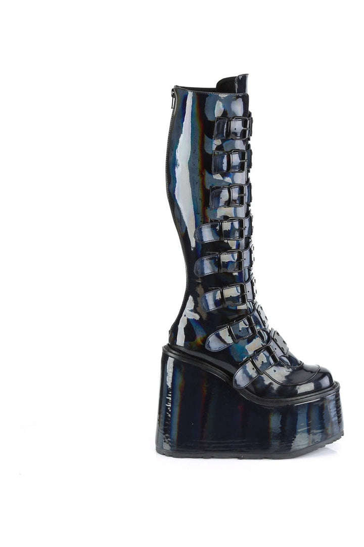SWING-815 Black Hologram Knee Boot