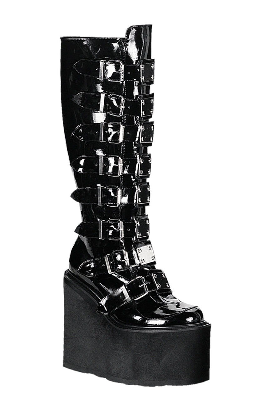 SWING-815 Black Patent Knee Boot