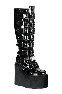 Demonia SWING-815 Black Patent Knee Boot in Black Patent from SexyShoes.com