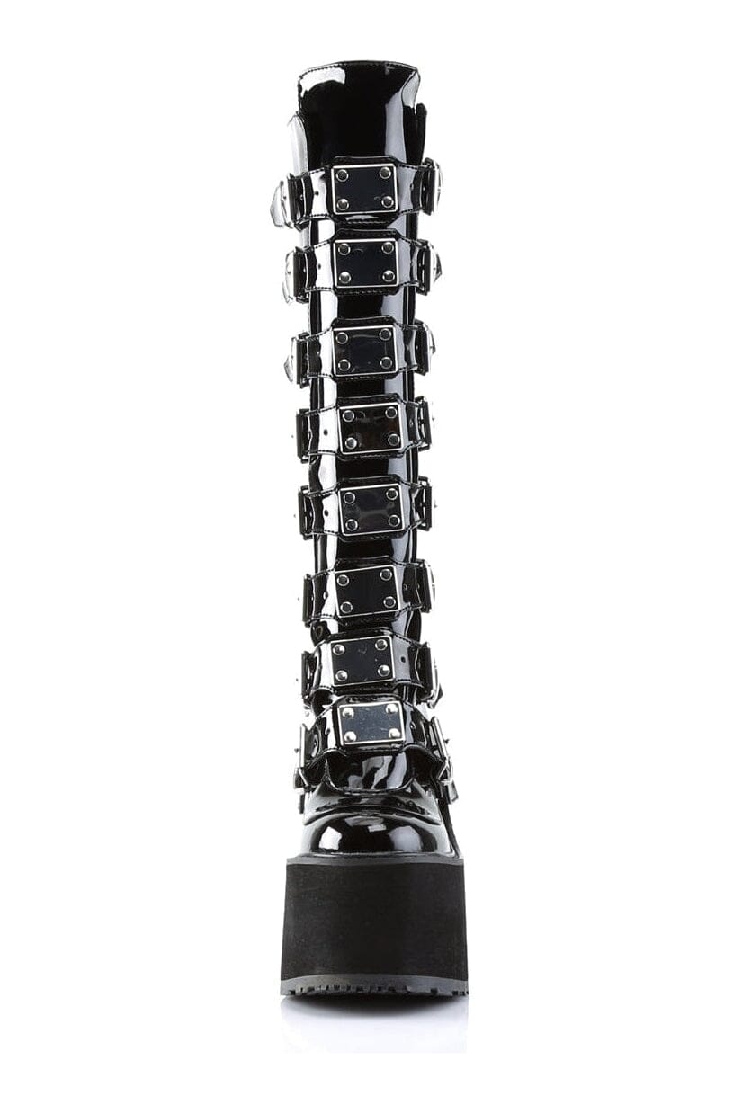 Demonia SWING-815 Black Patent Knee Boot in Black Patent