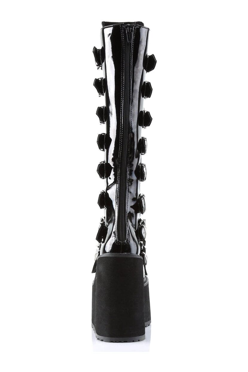 Demonia SWING-815 Black Patent Knee Boot in Black Patent