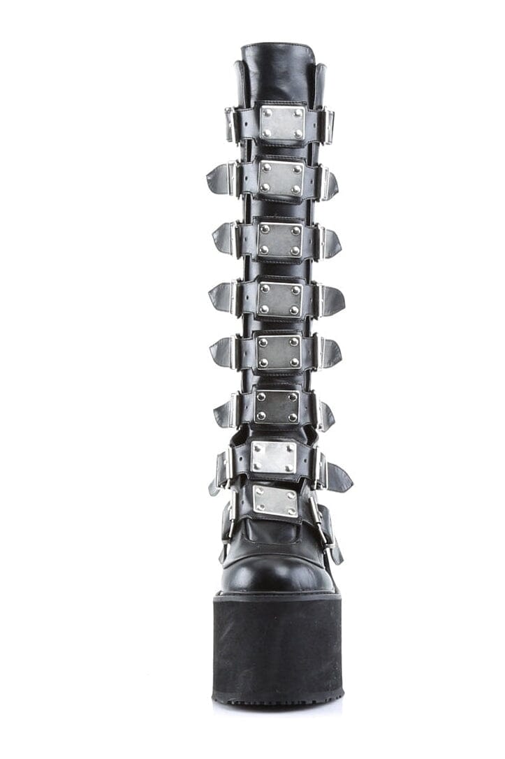 Demonia SWING-815 Black Vegan Leather Knee Boot in Black Vegan Leather
