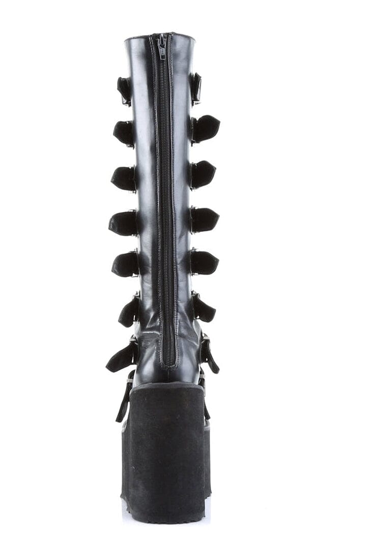 Demonia SWING-815 Black Vegan Leather Knee Boot in Black Vegan Leather