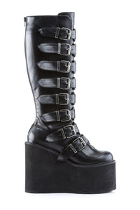 Demonia SWING-815 Black Vegan Leather Knee Boot in Black Vegan Leather