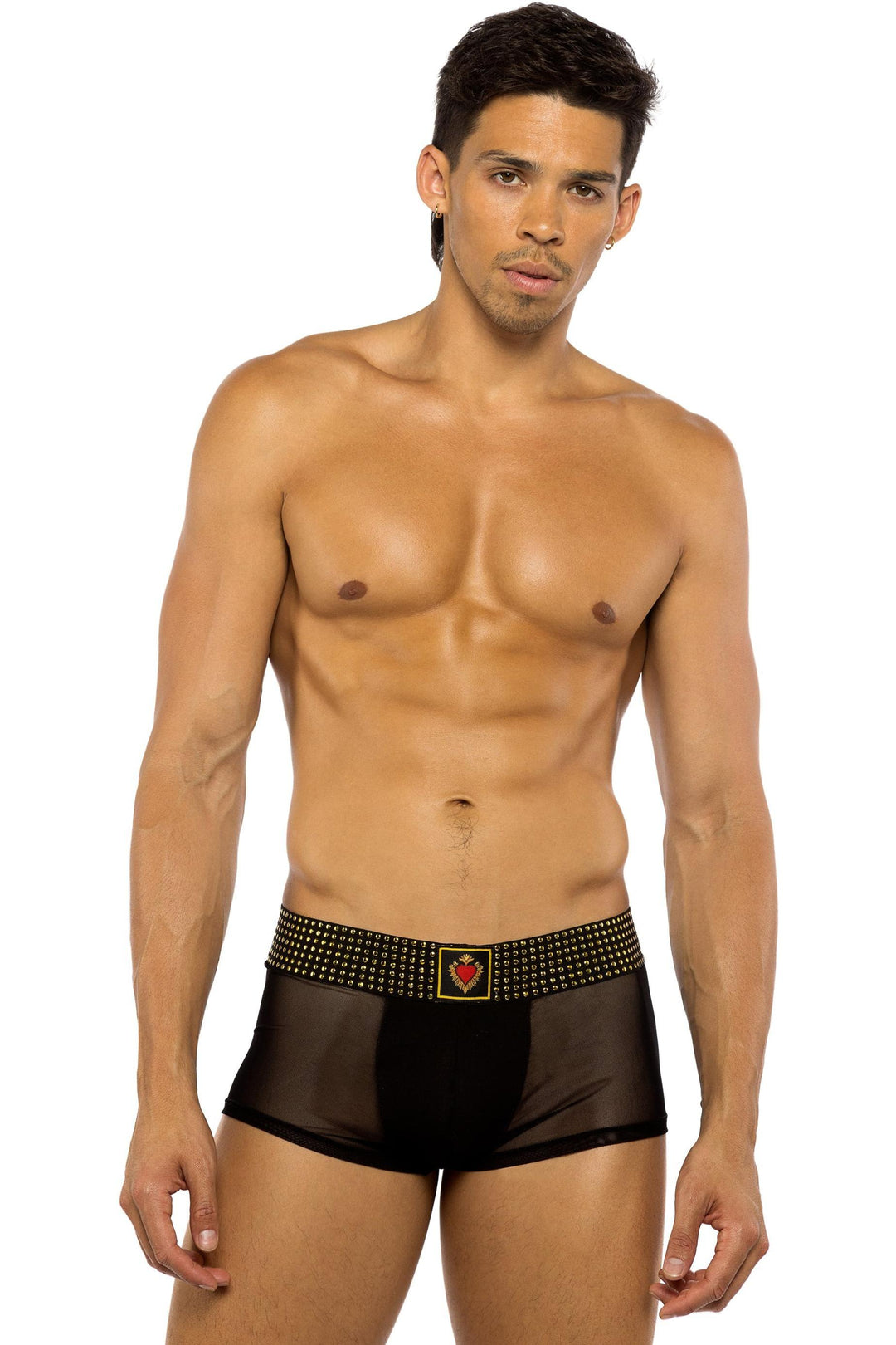 Sacred Heart Trunks with Studded Elastic-Mens Bottoms-SEXYSHOES.COM