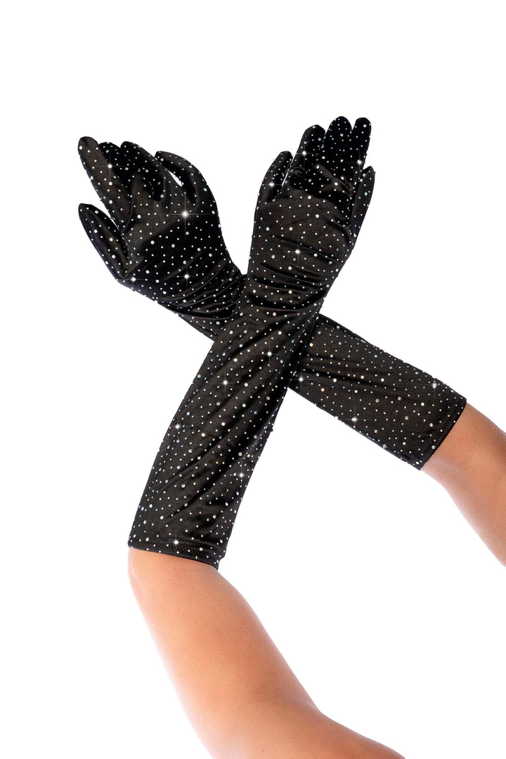Satin Rhinestone Opera Gloves