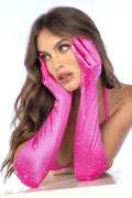 Satin Rhinestone Opera Gloves