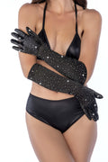 Satin Rhinestone Opera Gloves