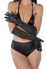 Satin Rhinestone Opera Gloves