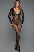 Scalloped Plunging V Neckline Bodysctocking