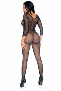 Seamless Fishnet Long Sleeves Bodystocking-Bodystockings-SEXYSHOES.COM