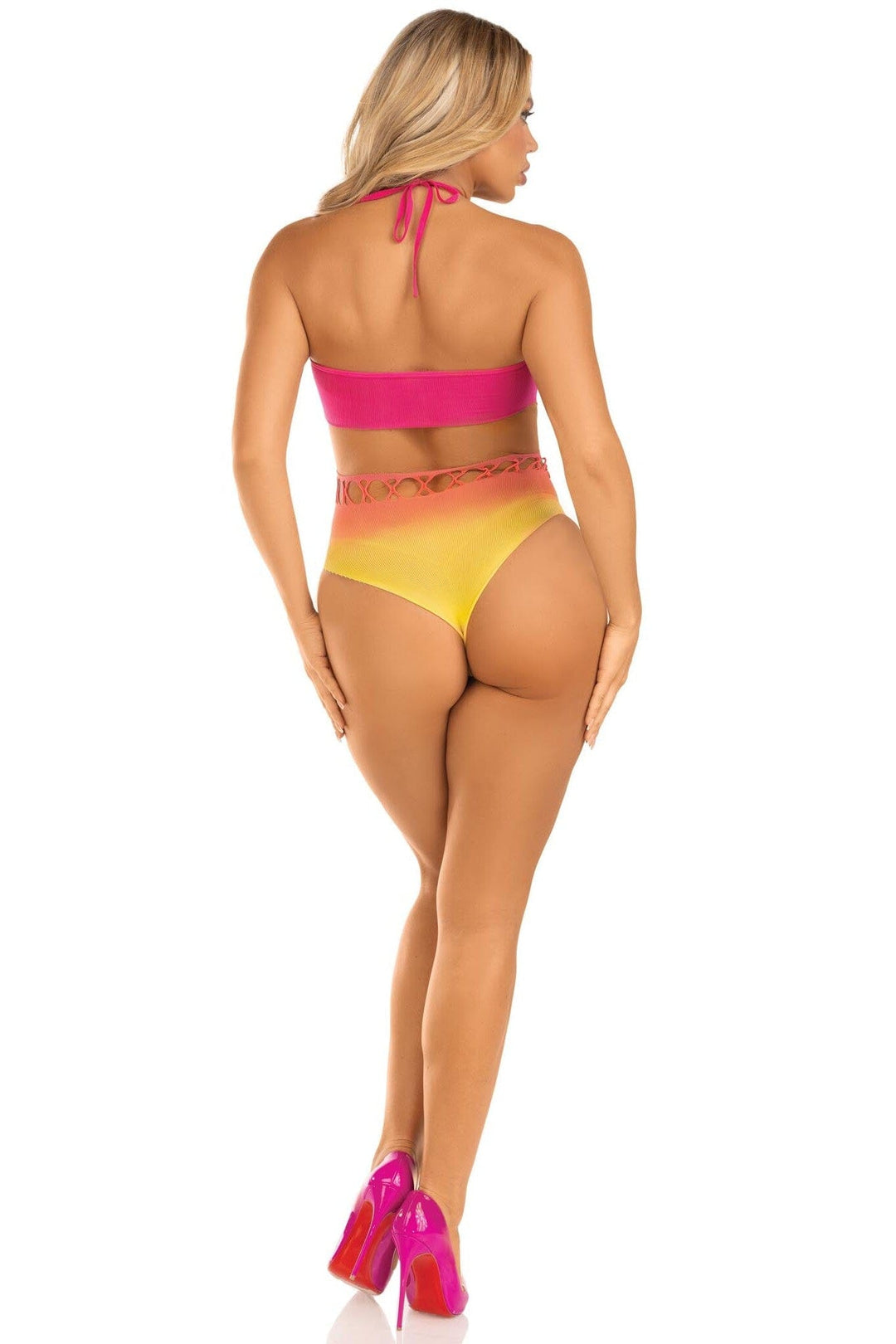 Seamless Ombre Halter Bodysuit-Bodysuits-SEXYSHOES.COM