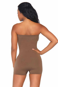 Leg Avenue Seamless Opaque Microfiber Strapless Romper in Nude 
