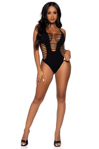 Seamless Shredded Racer Back Thong Bodysuit-Bodysuits-SEXYSHOES.COM