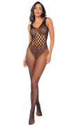 Seamless Stretch Leopard Fishnet Bodystocking