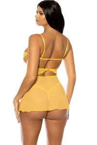 Seductive Peek-a-Boo Babydoll Set | Yellow-Babydolls-SEXYSHOES.COM