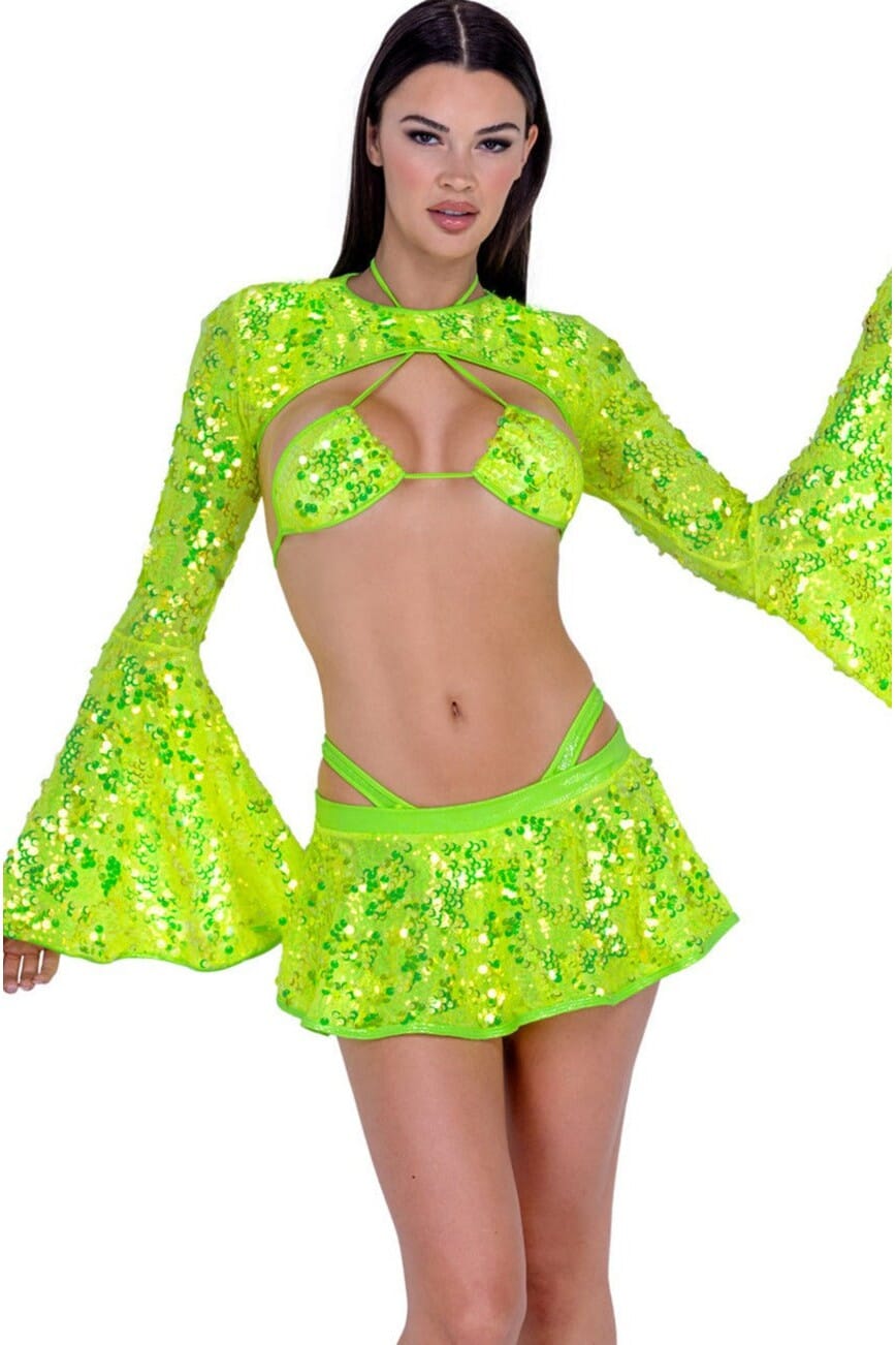 Sequin Bell Sleeve Shrug-Sexy Tops-SEXYSHOES.COM