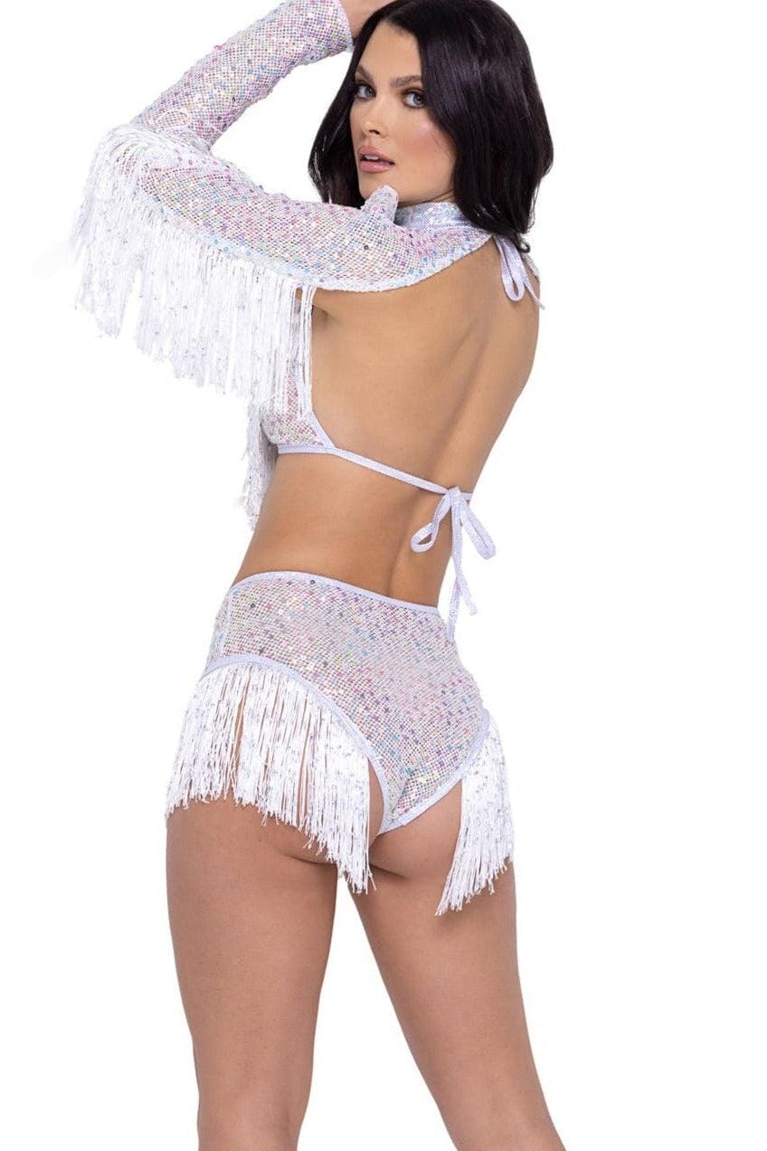 Sequin Fishnet High Waisted Shorts-Sexy Bottoms-SEXYSHOES.COM