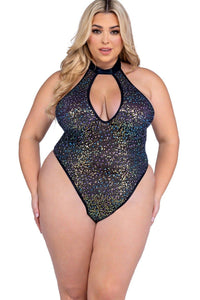 Sequin Fishnet Romper-Dancewear Rompers-SEXYSHOES.COM