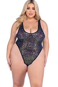 Sequin Fishnet Romper-Dancewear Rompers-SEXYSHOES.COM