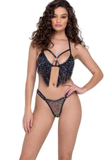 Sequin Fishnet Thong Back Bottoms