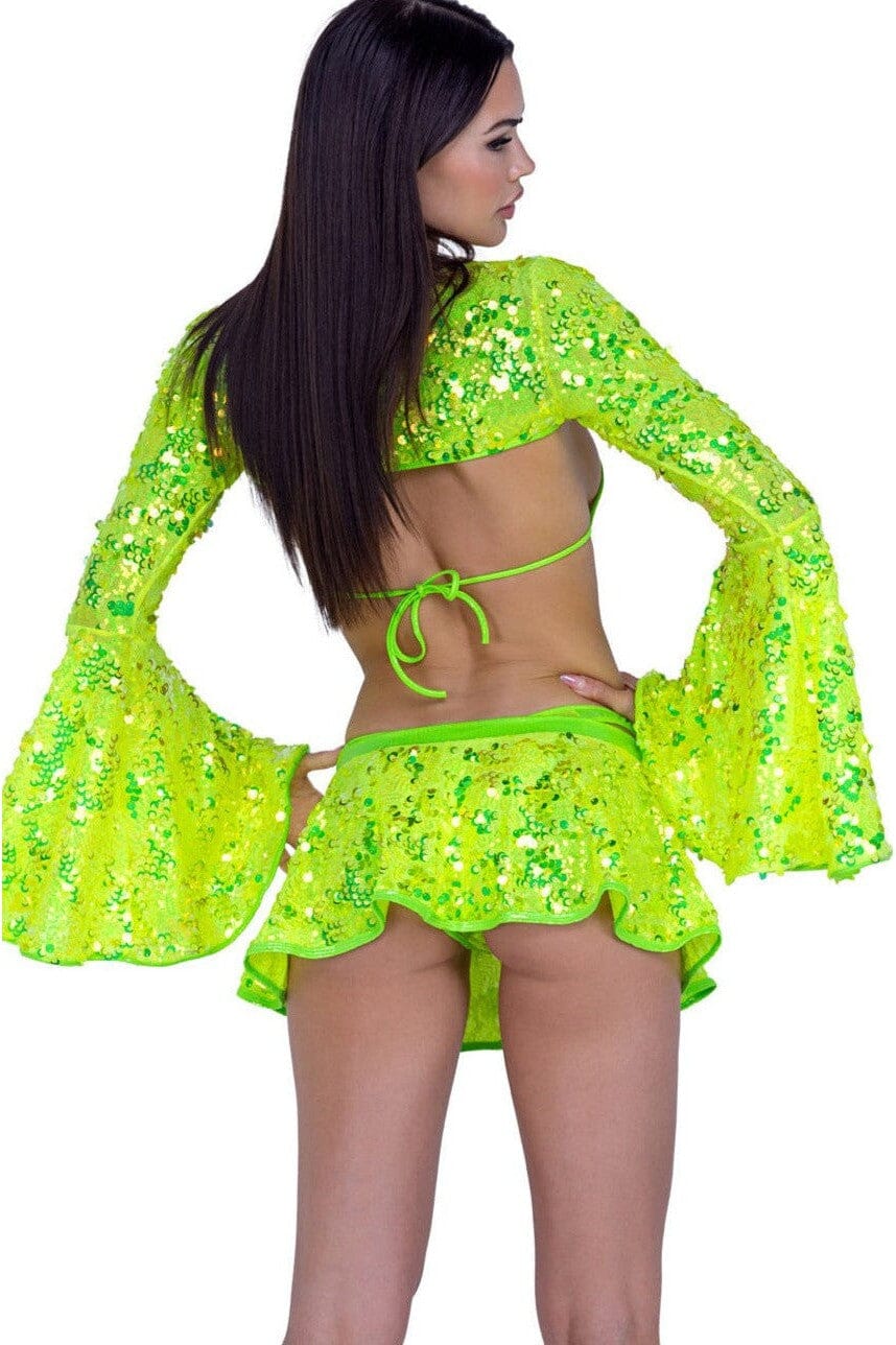 Sequin Flare Skirt-Mini Skirts-SEXYSHOES.COM