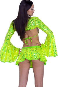 Sequin Flare Skirt-Mini Skirts-SEXYSHOES.COM