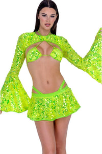 Sequin Flare Skirt-Mini Skirts-SEXYSHOES.COM