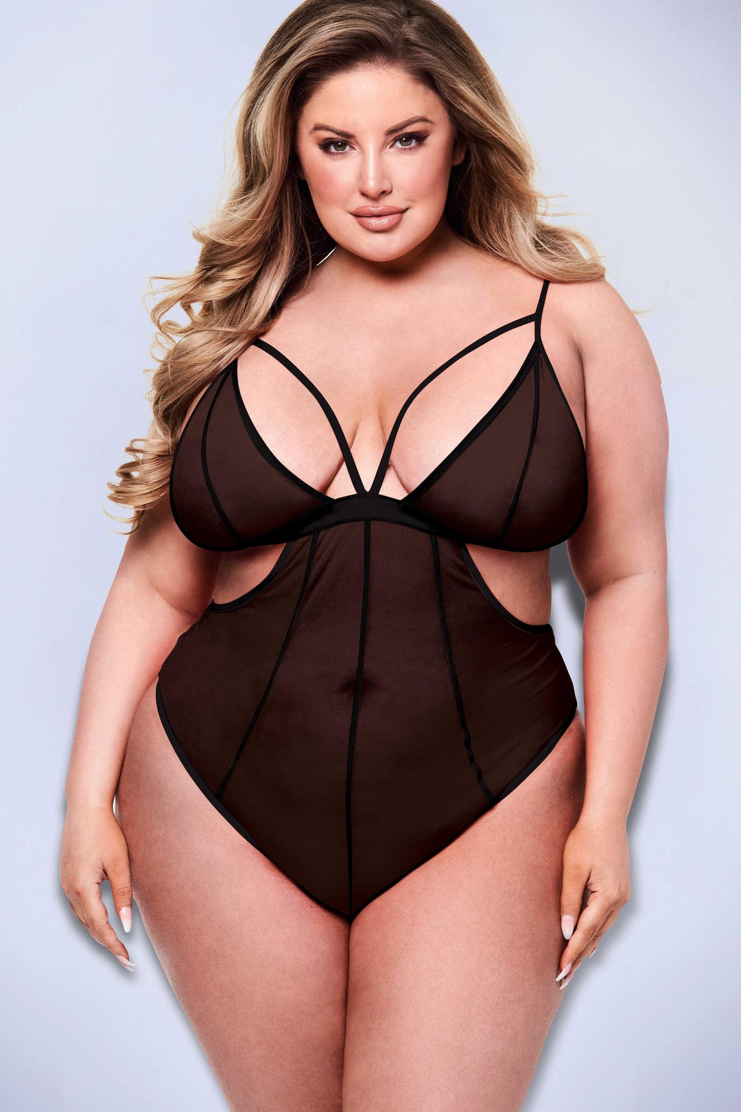 Baci Lingerie Sexy Crotchless Mesh Teddy in Black  from SexyShoes.com