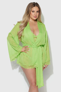 House of Desire Shavon 3 Pc Robe Set in Green 