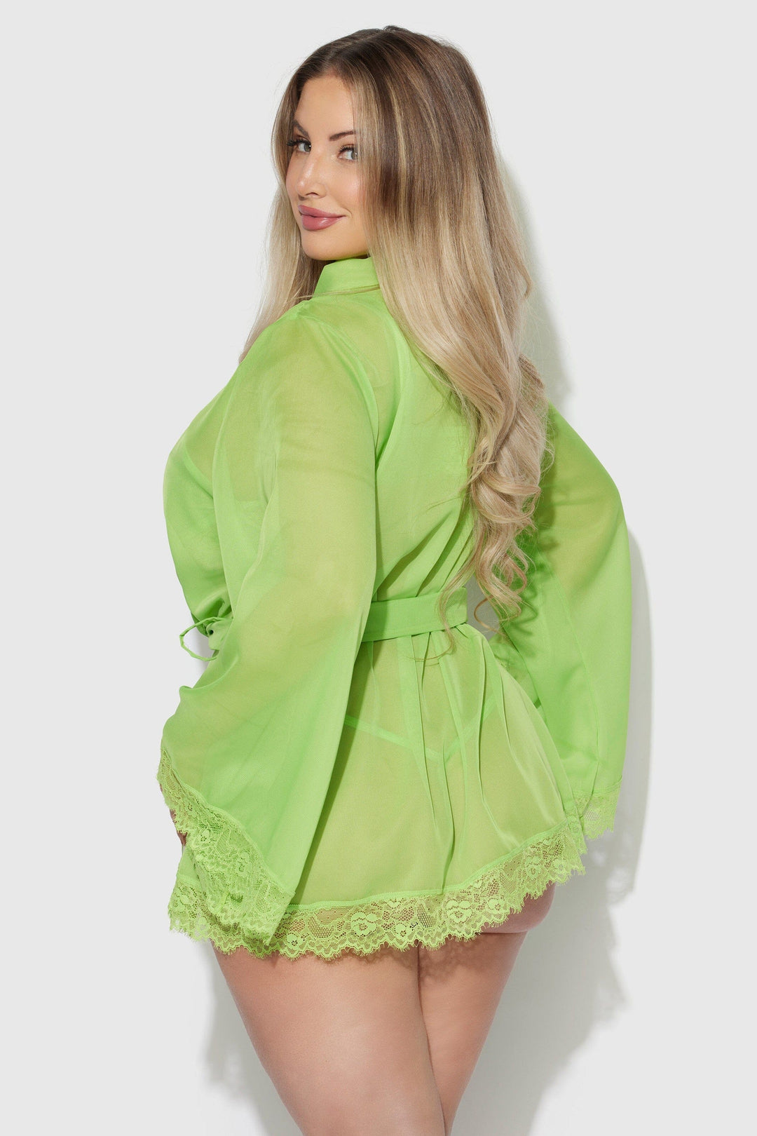 House of Desire Shavon 3 Pc Robe Set in Green 