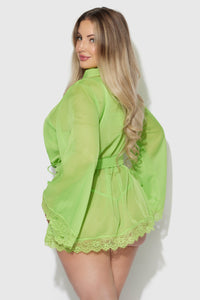 House of Desire Shavon 3 Pc Robe Set in Green 