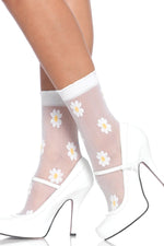 Sheer Daisy Floral Ankle Socks